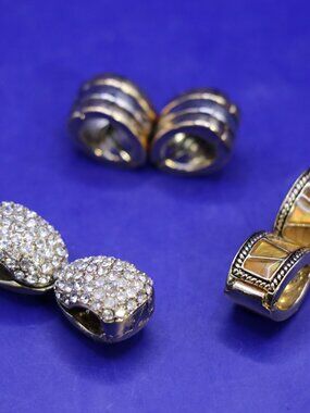Trio of Magnetic Huggie Hoop Earrings- Two Monet and One Unbranded